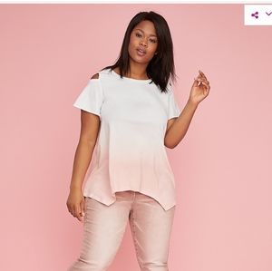 Lane Bryant Cold Shoulder, Size 22/24, white/pink ombre